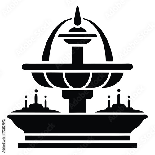 fountain icon black and white silhouette