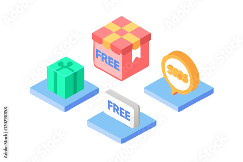 Free gift box and sales promotion concept