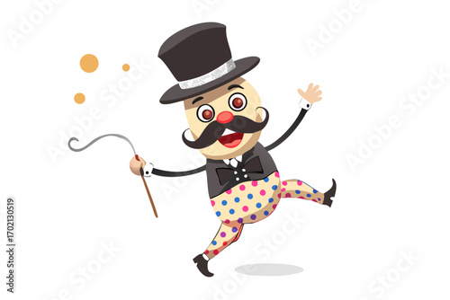Circus ringmaster with top hat and whip