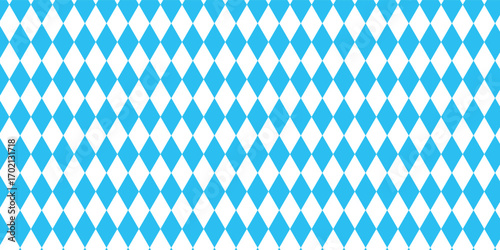 Bavarian blue and white diamond seamless pattern vector, Oktoberfest festival background for banners and packaging.
