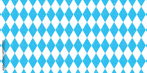 Bavarian blue and white diamond seamless pattern vector, Oktoberfest festival background for banners and packaging.