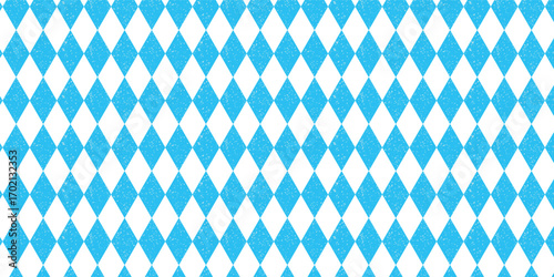 Seamless Bavarian blue and white diamond pattern vector, traditional Oktoberfest background.