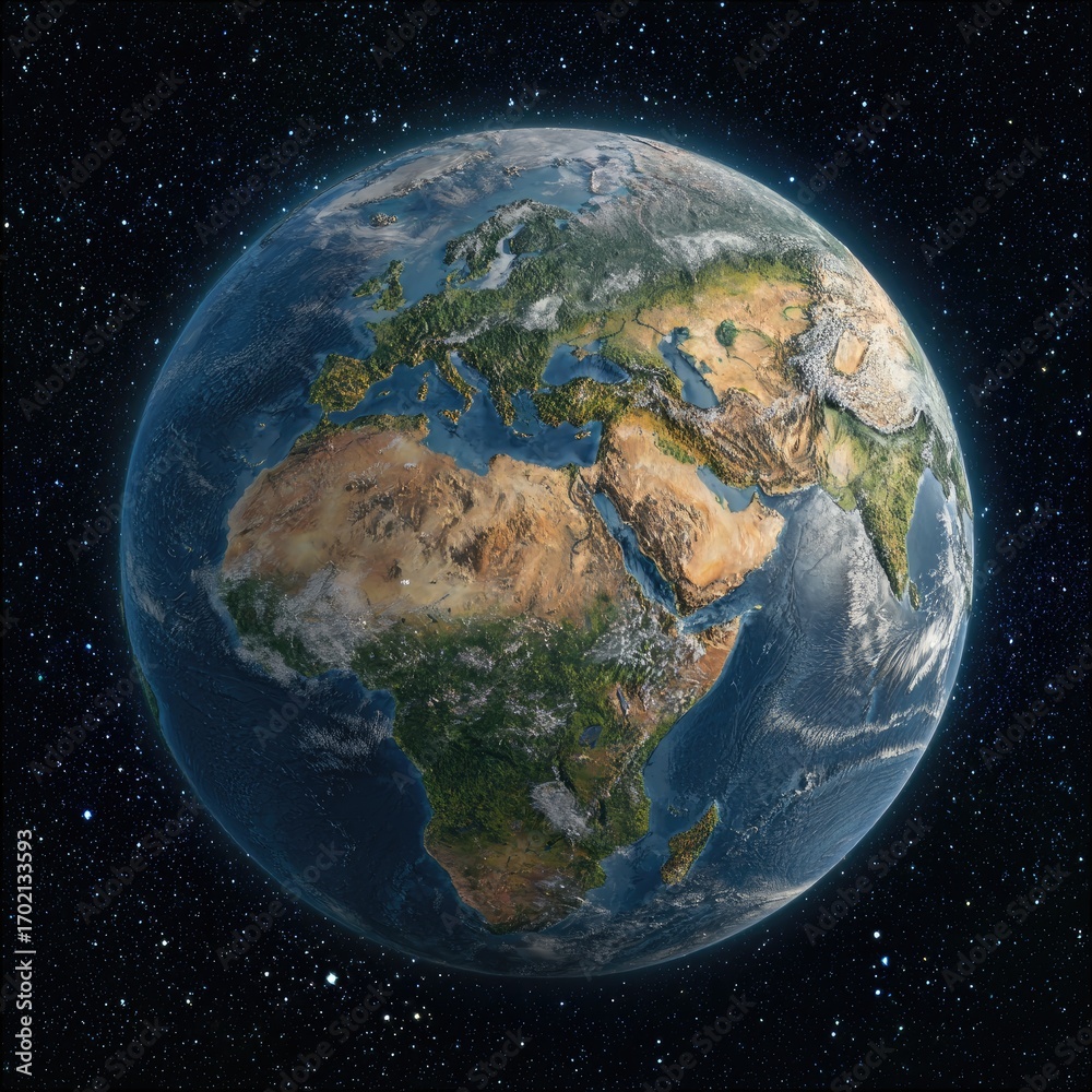 Obraz premium Earth globe, detailed view of continents