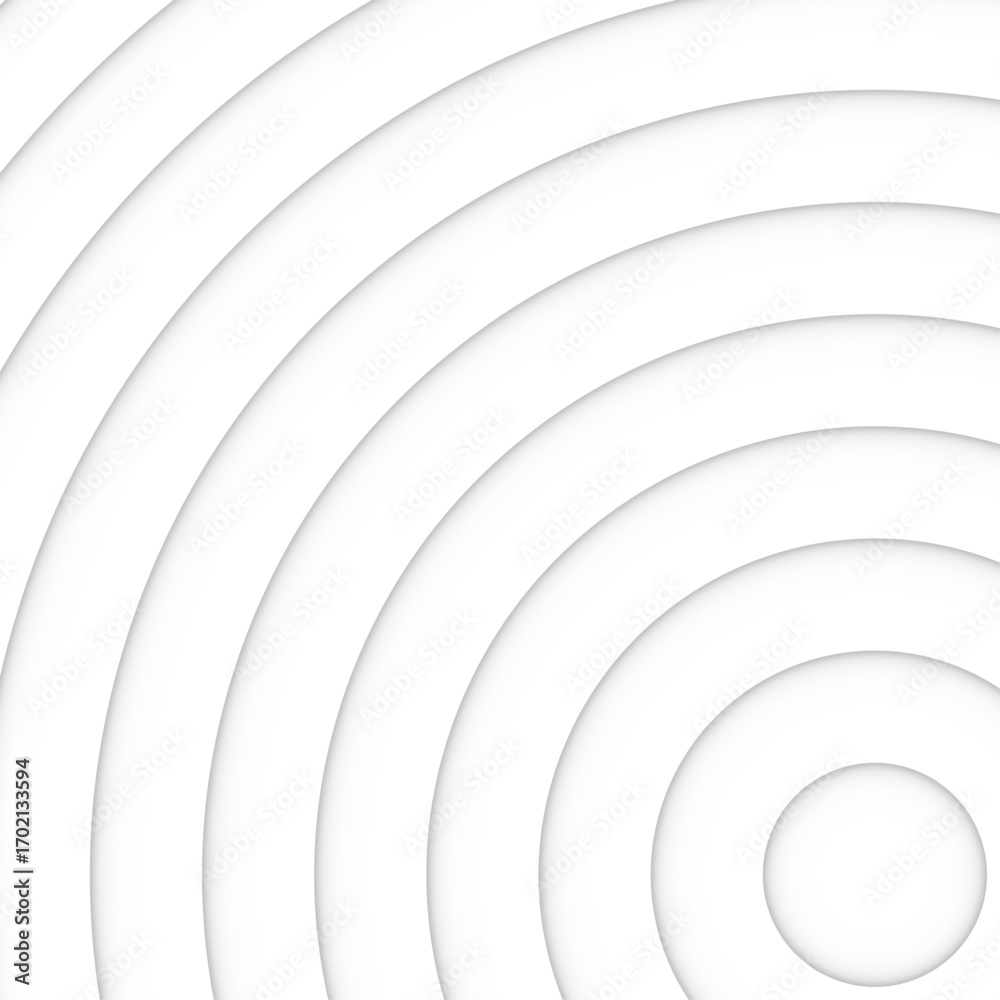 Naklejka premium A clean and simple white vector background featuring concentric circles radiating outward creating a subtle and elegant design perfect for various applications.