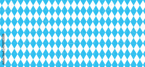 Seamless Bavarian lozenge diamond pattern vector, abstract blue and white background.