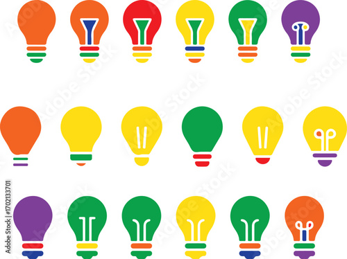 Colorful light bulbs idea concept innovation creativity