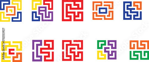 Geometric shapes with multiple colors abstract colorful