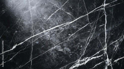 Elegant Dark Marble Texture with White Veins, Abstract Stone Background for Luxury Interior Design