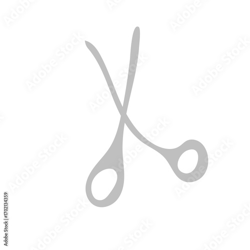 Gray medical scissors. On a white background. Medicine. Medical instrument. Vector illustration.eps