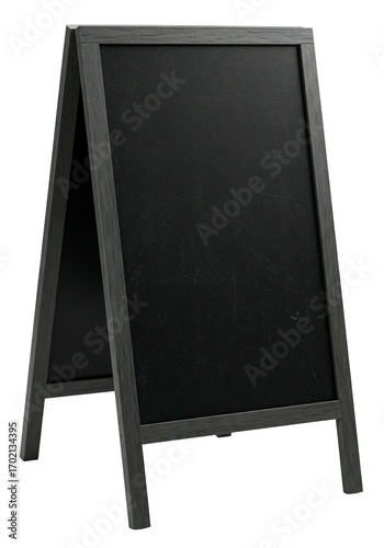 Blank a frame chalkboard sign with gray wooden frame advertising display menu board message board blank template mockup isolated transparent background