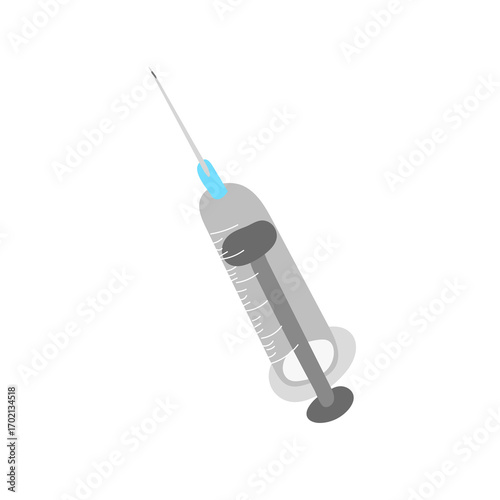 Gray medical syringe. On a white background. Medicine. Medical instrument. Vector illustration.eps
