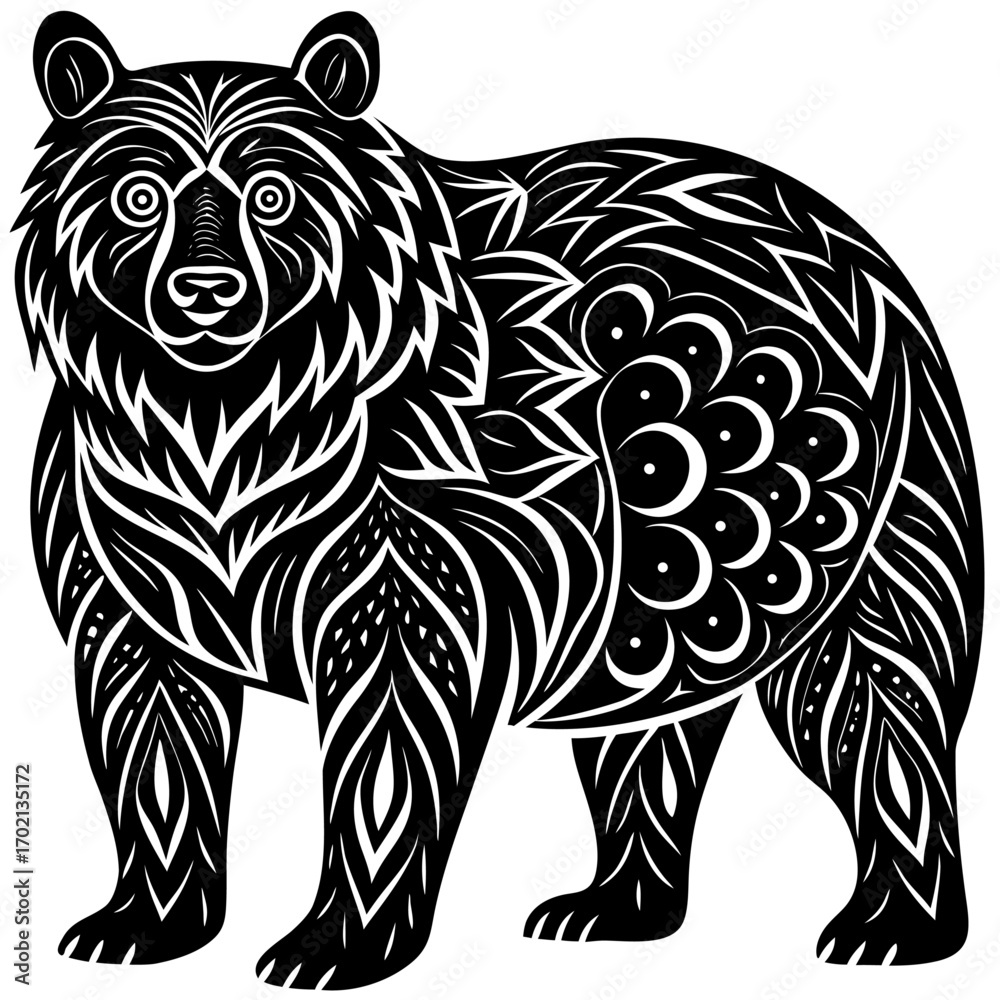 Fototapeta premium Stylized brown bear illustration on white background