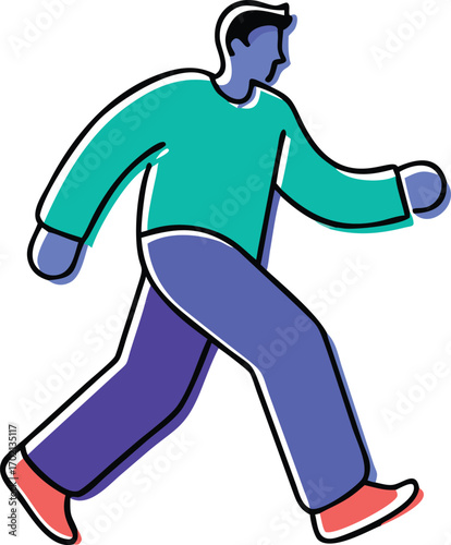 Man walking vector illustration with green shirt