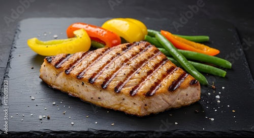 Grilled steak with vegetables