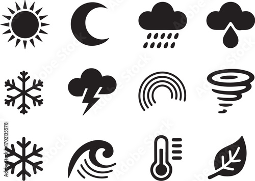 Modern weather icons for forecasts and design projects