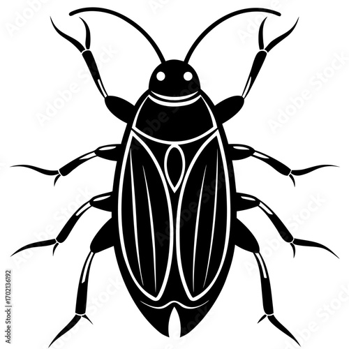 Black cockroach design on white background