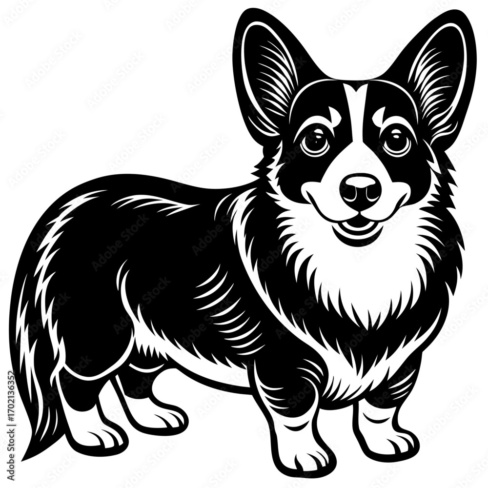 Fototapeta premium Black corgi silhouette design on white background