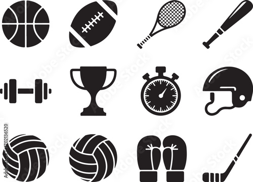 Sports icons collection for fitness and competition success