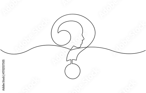 one continuous line drawing of a question mark .
