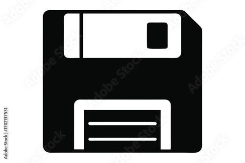 floppy disk icon black and white silhouette