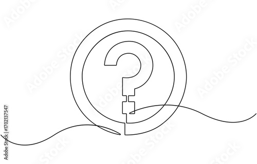one continuous line drawing of a question mark .