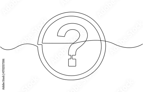 one continuous line drawing of a question mark .