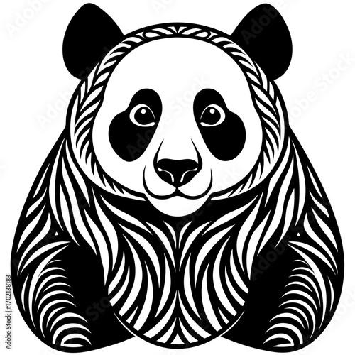 Cute panda illustration on white background