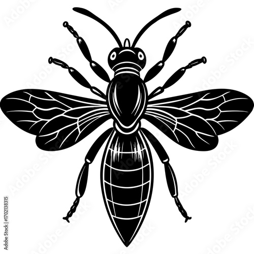 Black and white sand wasp graphic design with yellow accents