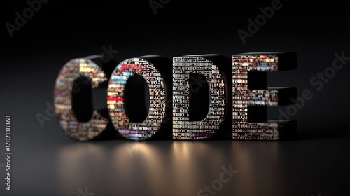 A black and white image of a computer code text on a black background.