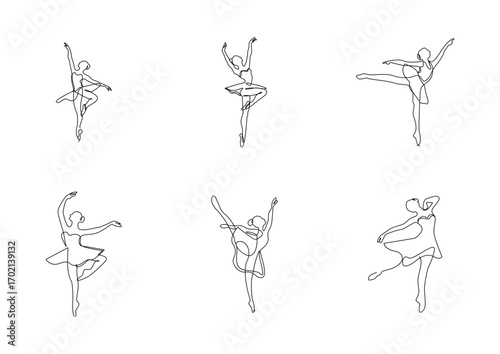 Ballerina Poses: Continuous Line Art Set