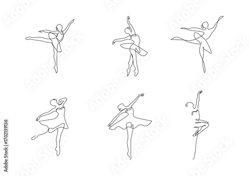 Continuous Line Ballet Dancers Set