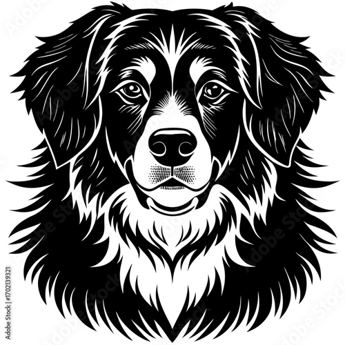 Bernese mountain dog black silhouette design on white background