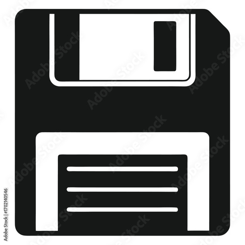 floppy disk icon black and white silhouette