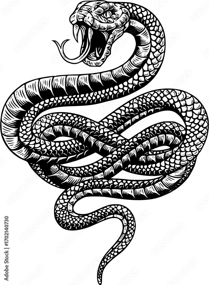 Obraz premium Hand drawn snake illustration in vector format
