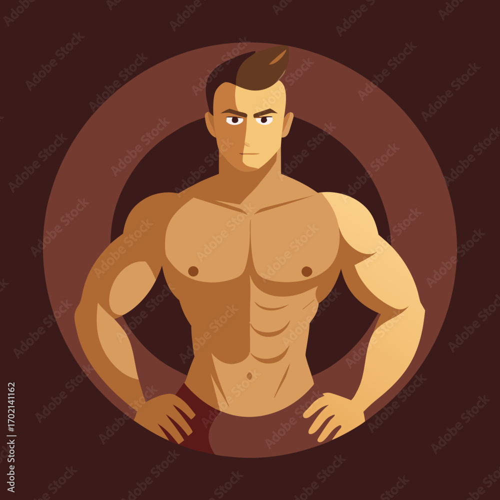 Fototapeta premium illustration of a man lifting weights in the gym