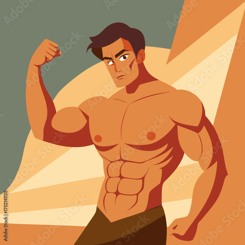 illustration of a muscular bodybuilder