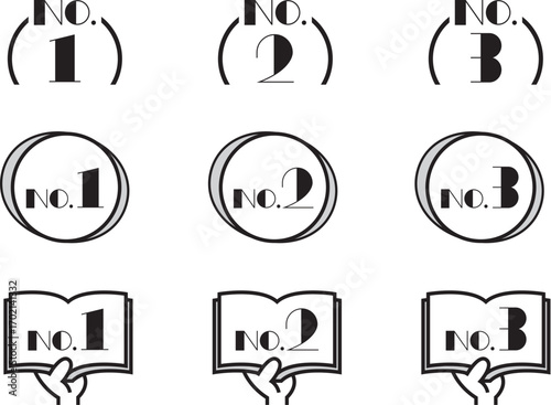 Numbering Icon Set (monochrome) – 番号付きアイコン セット(モノクロ)