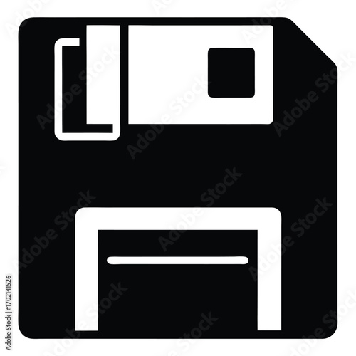 floppy disk icon black and white silhouette