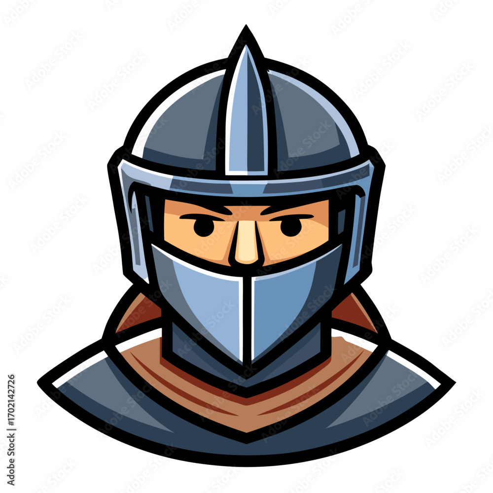 Naklejka premium Brave knight ready for battle, iconic medieval character with detailed armor, perfect for gaming, fantasy, and historical projects, bold design