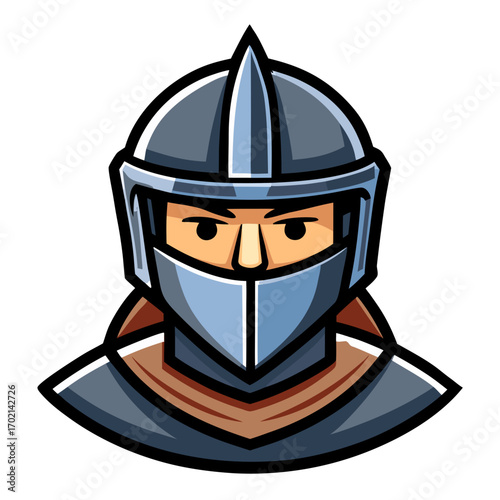 Brave knight ready for battle, iconic medieval character with detailed armor, perfect for gaming, fantasy, and historical projects, bold design