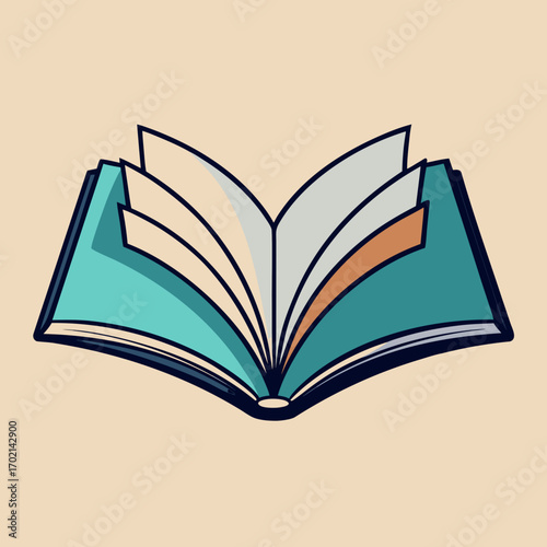Open book illustration with vibrant colors and clean lines, perfect for educational themes, learning concepts, and reading inspiration, conveying knowledge