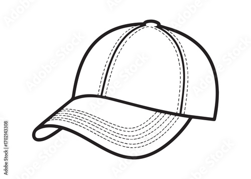 Cap line art Vector, Baseball Cap, sport hat icon