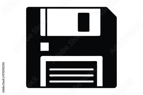 floppy disk icon black and white silhouette