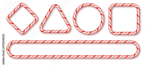 Christmas candy cane frame PNG. Red and white striped border festive holiday vector design