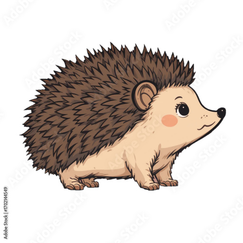 Flat colored hedgehog on plain background 