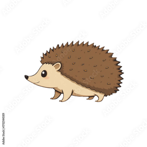 Flat colored hedgehog on plain background 