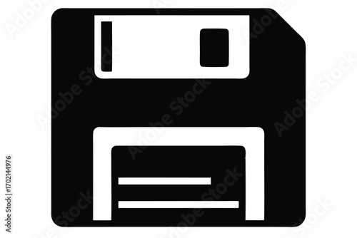 floppy disk icon black and white silhouette