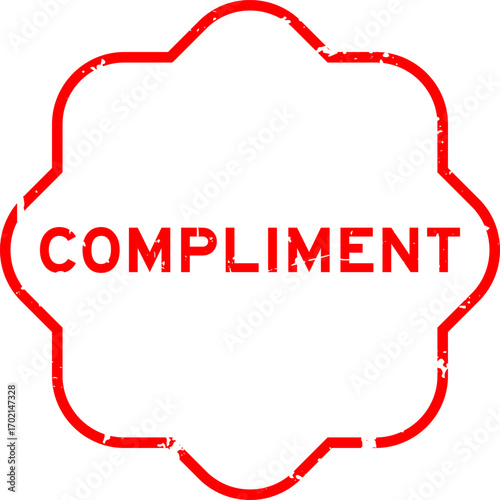 Grunge red compliment word square rubber seal stamp on white background
