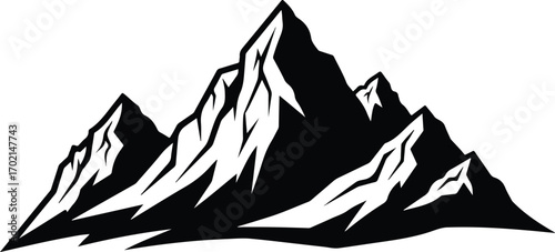 Dramatic black and white mountain range landscape