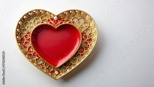 Elegant Heart-Shaped Plate Design with Intricate Golden Pattern